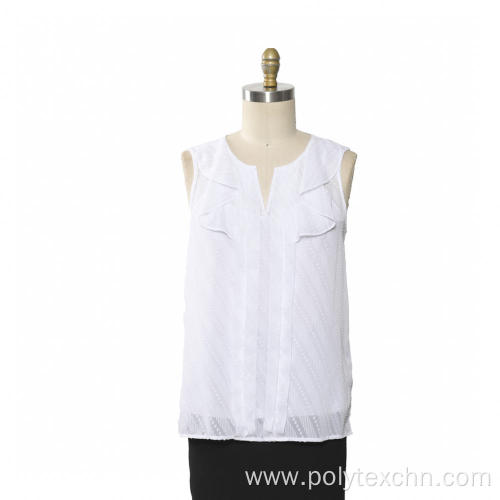 Ladies Blouse Clip Dot Chiffon With Inner Vest